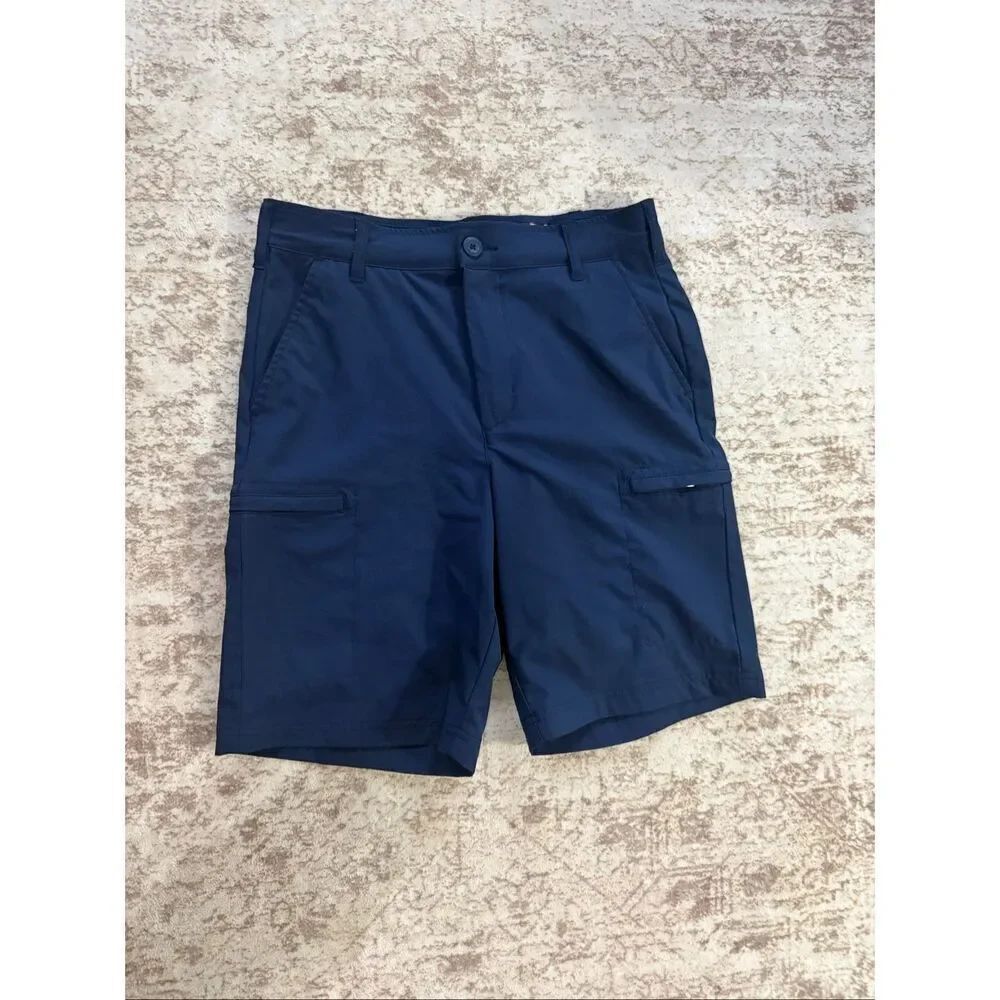 Birdie Bound Women's Stretch Bermuda Cargo Golf Shorts Navy Blue Size 30